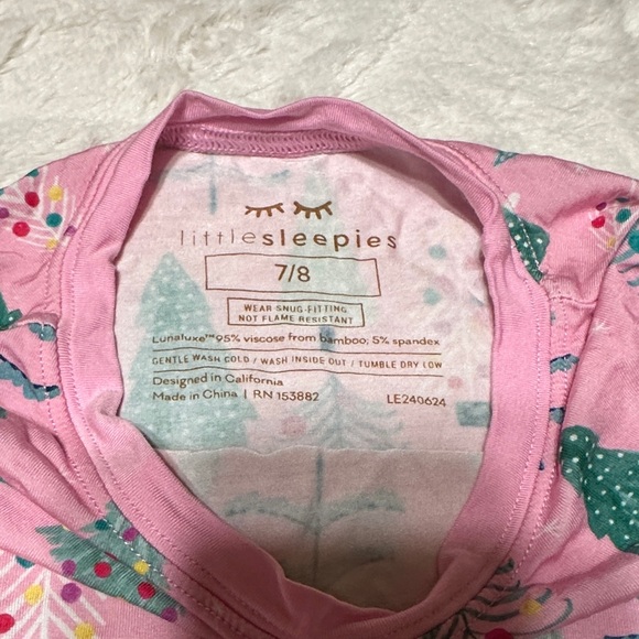 Little Sleepies Pink and Green Tree Pattern Kids Pajamas - Picture 4 of 4